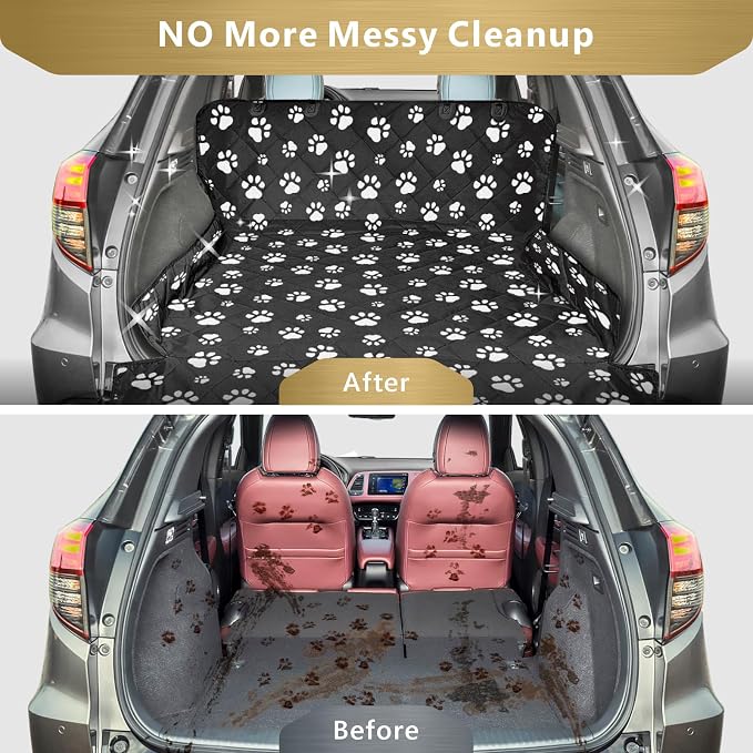 Veckle SUV Cargo Liner for Dogs - Trunk Cover with Bumper Flap Protector | Water Resistant Pet Cargo Cover, Non-Slip Mat, Dog Car Seat Cover Prevents Scratches Pet Hair Mud Dirt for Full-Size SUV