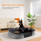 Dwanton Orthopedic Dog Bed for Extra Extra Large Dogs with Gel Memory Foam, Waterproof Dog Sofa, Washable Pet Bed with Four Sided Bolster Cushion, Removable Cover & Non-Slip Bottom, 48", Dark Grey