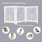 Lightnpro 3‑Panel Wooden Dog Gate – Antique White Foldable Freestanding Pet Barrier, Extra‑Wide Indoor Safety Fence for Small Dogs & Puppies – 24x54 Inch Decorative Finish