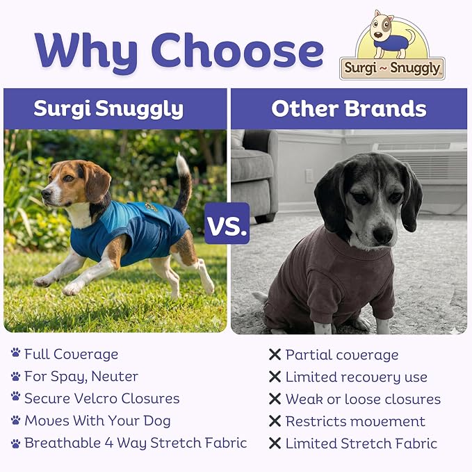 Surgi Snuggly Dog Surgery Recovery Suit - Dog Onesie for Post Surgery Recovery, Female Spay & Male Neuter - Surgical Suit for Dogs, E-Collar Cone Alternative, Double Blue - Medium - 14" - 17" (EC)