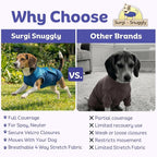 Surgi Snuggly Dog Surgery Recovery Suit - Dog Onesie for Post Surgery Recovery, Female Spay & Male Neuter - Surgical Suit for Dogs, E-Collar Cone Alternative, Double Blue - Medium - 14" - 17" (EC)