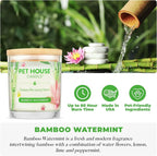 Pet House Candles, Clean Burning, Long Lasting Scented Pet Odor Candles for Home - Bamboo Watermint, Med Sea, 2 Pack