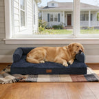 Orthopedic Dog Bed for Extra Large Dogs, 48x30in, Navy Blue | Orthopedic Foam Relieves Joint Pressure, Bolsters Supports Head And Neck, Washable Cover, Non-Slip Bottom