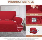 Easy-Going 100% Waterproof Chair Couch Cover, Stretch Jacquard Sofa Cover | Dual Waterproof Sofa Slipcover, Leakproof Furniture Protector for Kids, Pets, Dog and Cat (Loveseat, Christmas Red)