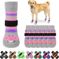 KOOLTAIL Anti Slip Dog Socks for Hot/Clod Pavement to Prevent Licking Paws with Grippers, 3 Pairs Paw Protector, Double Sides Stripe Dog Shoes Toe Grips for Small Medium Large Senior Dogs