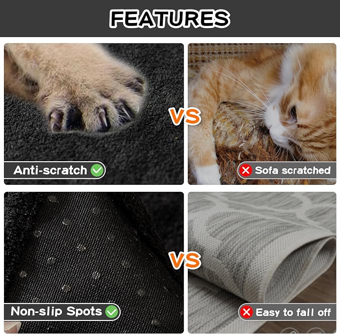 Couch Cover for 3 Cushion Cat Scratch Proof Couch Protector Washable Sofa Covers Sectional Black Couch Covers for Dogs Soft L Shape Sofa Slipcover for Pets Kids, 91" x 134"