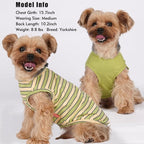 KYEESE 2Pack Dog Shirt, Soft Striped Dogs T Shirts, Lightweight Doggie Tank Top Cat Clothes, Sleeveless Dog Shirt for Small Dogs, Stretchy Pet Vest, Green, Medium