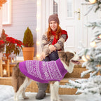 HOMIMP Dog Sweater Argyle - Warm Sweater Winter Clothes Puppy Soft Coat, Ugly Dog Sweater for Small Medium and Large Dogs, Pet Clothing Boy Girl, Purple XS