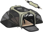 Petsfit Small Double Expandable Cat Carrier for Kittens and Air Travel | 16 x 10 x 9 in; sized for Alaska Airlines, with locking zippers, an interior safety tether and multi-side ventilation.