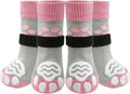 PUPTECK Anti Slip Dog Socks with Double Grippers for Hardwood Floors, Shoes for Hot/Cold Pavement, Boots & Paws Protectors to Prevent Licking, Traction Booties for Senior Small Large Dogs
