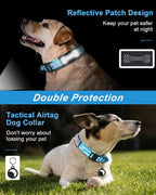 Hotsky Tactical Dog Collar and Leash Set, Heavy Duty Military Airtag Dog Collar with Handle and Metal Buckle for Training and Walking, with Airtag Holder and Two Patches (Blue Camo, XL)