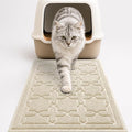 Yimobra Cat Litter Mat, Easy Clean Trapping PVC Mat, 35.4" x 23.6", Waterproof Backing, Non Slip Bottom, Scatter Control Pad for Litter Box, Beige