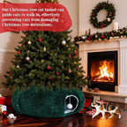 Cat Tunnel Christmas Tree Skirt Large Soft Plush Tunnel Bed Under Christmas Tree for Indoor Cats 36 Circle Donut Tube Bed with Central Mat for Cat Puppy Rabbit Kitten Xmas Gifts(Green)