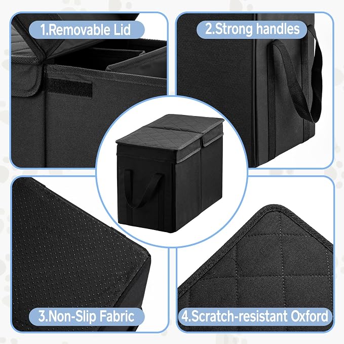 Dog Car Seat Extender with Seat Cover, Front & Back Seat Extender with Storage, Car Organizer for Large Dogs up to 120lbs