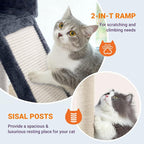 Allewie 81 Inches Tall Cat Tree/Multi-Level Large Climbing Tree House and Towers for Big Feline/Condo and Hammock/Scratching Post/Wide Base/Dark Grey