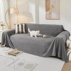 Sectional Couch Cover for 3 Cushion Sofa Washable, Cat Scratch Proof Sofa Covers, Furniture Protector Oversized L Shape Big Sofa Slipcovers for Dogs, 91" x 150", Grey