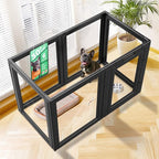 FXW AuraSpace Clear Acrylic Indoor Dog Playpen, 30" H, 6 Panels, Black | Open View, Modern Home Fit, No Climbing Bars, Tool-Free Setup, For Small & Medium Dogs