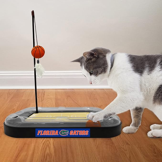 Cats Scratcher NCAA Florida Gators Basketball Court CAT Scratcher Toy with Catnip Filled Plush Basketball Toy & Feather Cat Toy Hanging, with Jingle Bell Interactive Ball Cat Chasing 5-in-1 Kitty Toy