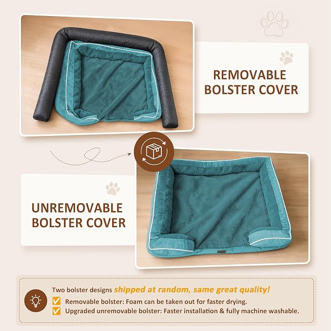 Comfort Expression Orthopedic Dog Bed for Extra Large Dogs with Bolster | Waterproof Dog Couch Bed with Washable Cover & Non-Slip Bottom, Supportive Egg Crate Foam XL Pet Bed, 42x30 Inch