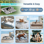 Large Cooling Dog Bed Mat - 41 x 37 Inch Waterproof Couch Cover for Dogs Washable, Non-Slip Bottom Self Cooling Mat for Dogs, Durable & Non-Gel, Dog Couch Bed for Sofa Floor Car, Light Blue