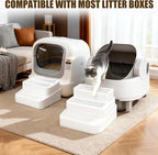 Adjustable 3 Steps Litter Box Ramp with Litter Mat, Cat Litter Box Step with Litter Trapper, Detachable & Non-Slip Cat Stair for Automatic Boxes Small Elderly Cats