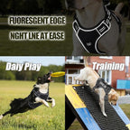 Service Dog Tactical Vest Harness and Leash Set Large Sized Dog Emotional Support- Tactical Dog Harness Training Collar with Name (Black, M)