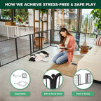 FXW Homeplus Indoor Dog Playpen, 32" H, 12 Panels, for Small & Medium Dogs | Stress-free play, Heavy-duty, Semi-open design, Easy setup, Threshold-free gate, Expandable, Patented
