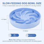 Ceramic Slow Feeder Dog Bowl, 3 Cup Dog Food or 25oz Water, Slow Eating Bowl for Middle Breed, Maze Puzzle Feeder for Fast Eaters, Anti-Choking Stop Bloat, Non-Slip BPA Free (Blue)
