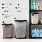 IRIS USA Dog Food Storage Container, Up to 25 lbs, Black, Made in USA | Wheels for Mobility, Airtight Seal, BPA-Free, Best for Bird Seed, Cat food, Cat Litter, Chicken Feed, Pellets