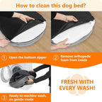 Dwanton Orthopedic Dog Bed for Medium Dogs with Gel Memory Foam, Waterproof Dog Sofa, Washable Pet Bed with Four Sided Bolster Cushion, Removable Cover & Non-Slip Bottom, 28", Dark Grey