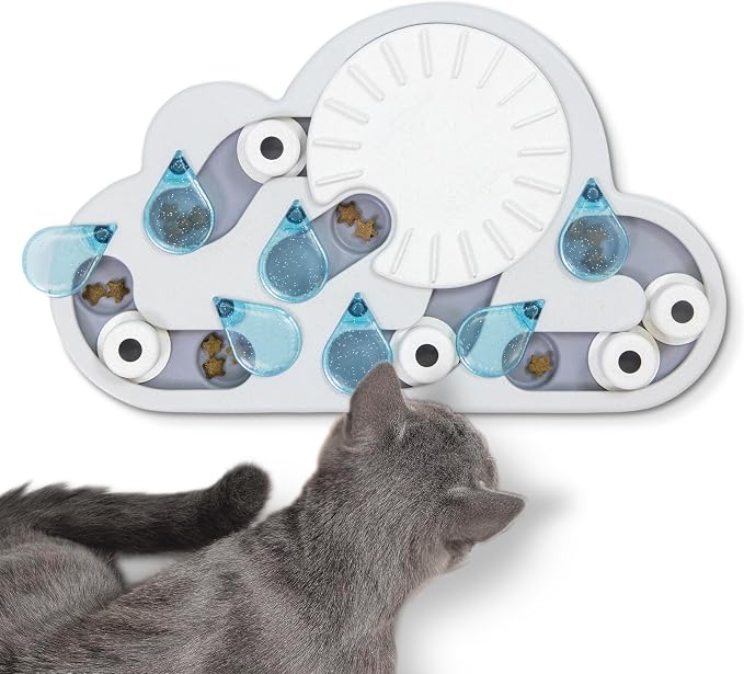 Catstages by Nina Ottosson Rainy Day Puzzle & Play Cat Puzzle Feeder – Interactive Treat Game for Indoor Cats, Level 3 Slow Feeder Enrichment Toy, 13.8" x 14"