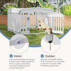DUMOS Plastic Dog Playpen, 4 Panels 24 Inch Pet Fence Play Pen, White | Foldable, Indoor Outdoor Portable Exercise Playpen with Door, RV Camping, Puppy Small Medium Dog