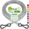 XiaZ Dog Tie Out Cable, Heavy Duty Dog Chains for Outside with Lockable Hook, Pet Runner Cable Leads for Yard, Dogs Line Tether for Small Medium Large Dogs Up to 250 LBS (15FT, Silver)