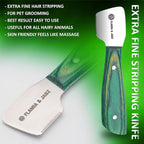 FLAMIA & JABZ FJ Professional Stripping Knife kit (6 pieces set) for Dogs & Pets, Wooden Handle Grip with Stainless Steel Blade (Right handed) (Green)