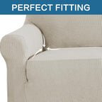 H.VERSAILTEX Stretch Couch Covers for Sofa 1 Piece Slipcovers for Couches 3 Seater Couch Cover Feature Thick Checked Jacquard Fabric with Elastic Bottom(Large Sofa 90"-100" Wide, Island Fossi)