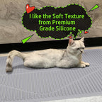 Mofason Cat Litter Mat XXL, Pearl Waterproof Litter Box Mats Extra Large | Washable 38"x25" silicone kitty litter box mat for floor; jumbo extra large pet trapping rug pad, cat litter matt easy clean