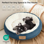Love's cabin Round Donut Cat and Dog Cushion Bed, 24in Pet Bed for Small or Medium Dogs, Anti-Slip & Water-Resistant Bottom, Soft Durable Fabric Pet Beds, Washable Calming Cat Bed Dusty Blue