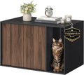 SONGMICS HOME Cat Litter Box Enclosure, Snapsemble Superfast Assembly, Litter Box Furniture for Large Cats, Display Side Table, Push-to-Open Doors, Ebony Black and Somber Walnut UPCL013BE01S