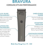 Wahl Professional Animal Bravura Lithium Ion Clipper, 41870-0425, Gunmetal | Professional-Grade Pet Clippers for Grooming, 5-in-1 Fine Adjustable Blade, Perfect for Cats and Small to Medium-Sized Dogs