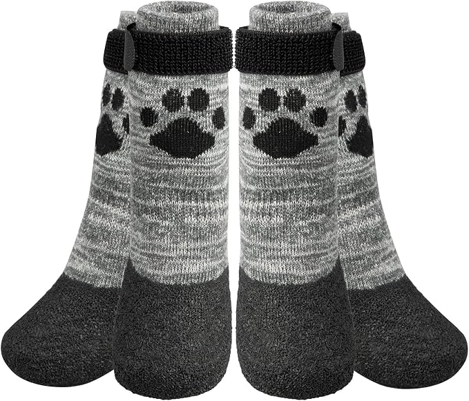 KOOLTAIL Anti Slip Dog Socks for Hot/Cold Pavement to Prevent Licking Paws,Booties for Hardwood Floors,Traction Rain Dog Boots&Paw Protectors Shoes with Grip for Outside Small Medium Large Senior Dogs