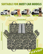 Dog Car Seat Cover, 600D Heavy Dute Car Seat Cover for Dogs Pets, 100% Waterproof Anti-Scratch Nonslip Dog Hammock for Cars, Seat Covers Protector with SeatBelt for Sedan SUV Truck Standard Camo