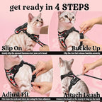 rabbitgoo Cat Harness and Leash Set, Escape Proof Vest, Berry Pounce | Soft Breathable Mesh, Easy Adjustable Fit, Snap Buckles, Sturdy Clip, Reflective Strips, for Medium to Large Cats Walks, M