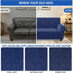 ZNSAYOTX Stretch Couch Cover, 1 Piece Oversized Sofa Covers for 3 Cushion Couch, Jacquard Sofa Slipcovers with Elastic Bottom Thickened Furniture Protector for Dog Cat Pet (X-Large, Navy Blue)