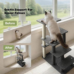5-Step Pet Steps for Cats/Dogs, Cat Stairs with Sisal Scratching Post, Cat Steps for Older Cats with Enlarge Perch, Pet Stairs for High Bed and Couch, Gray