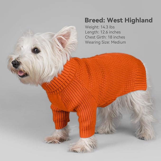 cyeollo Dog Sweater Long Sleeve Knitted Turtleneck Pullover Warm Clothes | Ultra Soft Warm Knit, Full Coverage, 4-Way Stretch for Easy Movement, Easy On & Off, Winter Daily Wear for Small Dogs