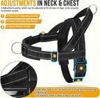Lukovee No Pull Dog Harness and Leash Set - Adjustable Soft Padded Vest with Front Clip for Easy Control, Reflective Durable Harness for Safe Daily Training Walking for Medium Large Dogs (XL, Black)