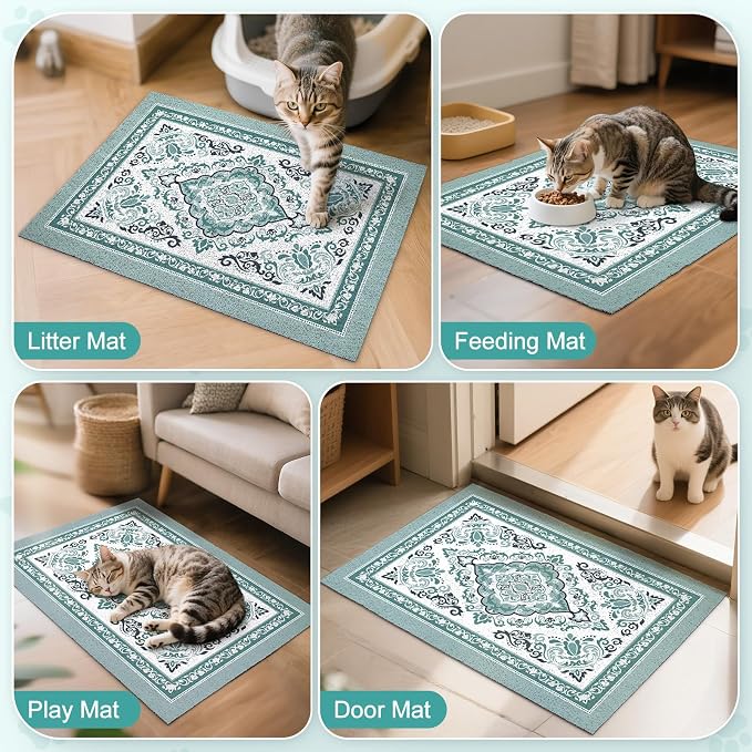Unicorn Catcher 40"x30" Cat Litter Mat Non-Slip Washable Litter Box Mat | High-Density PVC Litter Catcher Mat Efficiently Traps Scattered Litter From Paws To Keep Floors Clean