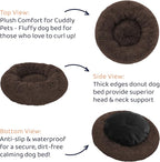 Donut Dog Bed - Premium Comfort for Anxiety Relief - Fluffy & Calming Design with Ultra-Plush Support | Cozy Round Dog Bed with Super Soft Circle Style (Coffee, Small)