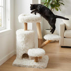 35" Multi-Level Cat Tree with Durable Sisal-Wrapped Posts, Dual Enclosed Condos, Cushioned Perches, and Removable Plush Cover,White