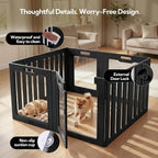 Soulbond Clear Acrylic Dog Playpen Indoor, 24 Inch, Black, 8 Panels | Non-Slip,Tool-Free Assembly, External Door Lock Play Pen for Puppies and Small Dogs